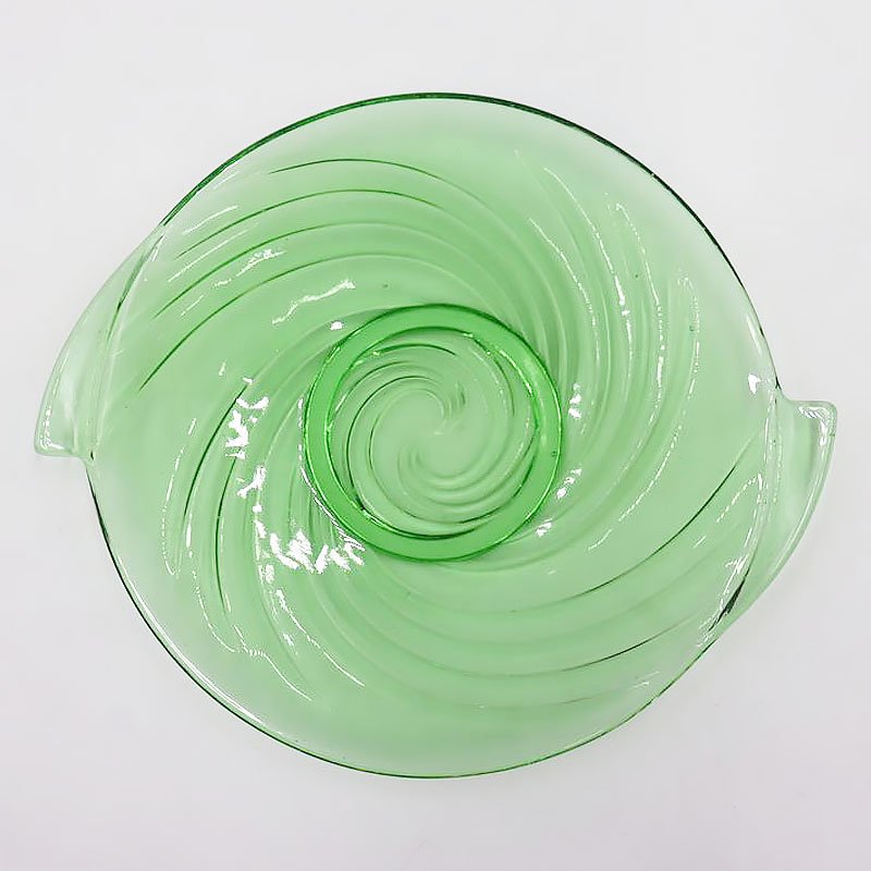 北欧 デンマーク製 ガラス皿 デザート皿 ケーキ皿 モダン アールデコ ヴィンテージ グリーン 緑