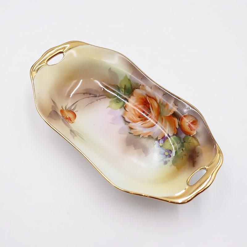 アンティーク薔薇の花トレー｜幅20 高さ4｜華やか洋食器