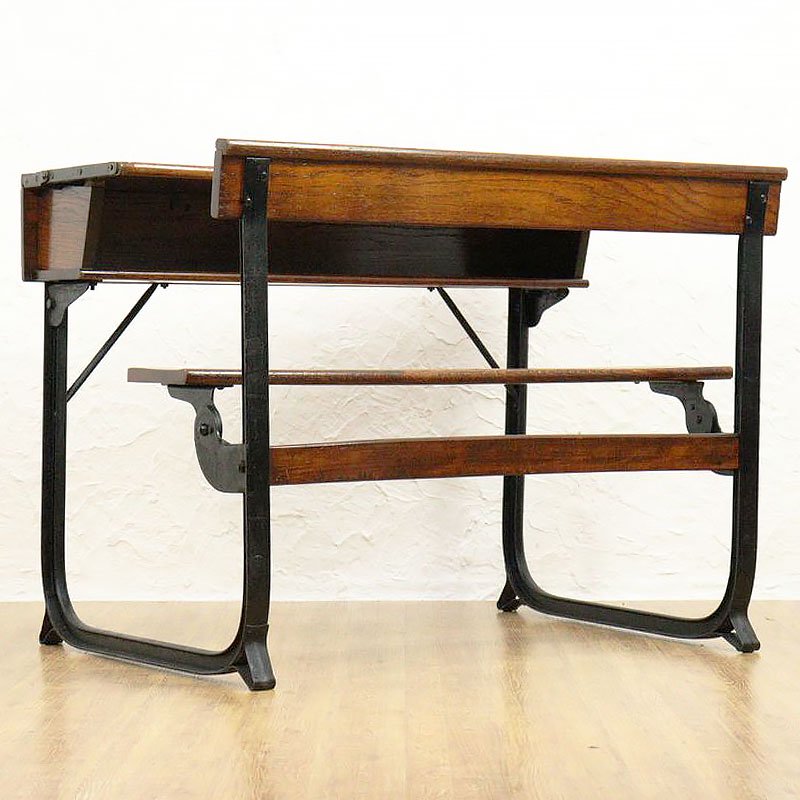 イギリス製 アンティーク スクールデスク 学校 机 - 机/テーブル