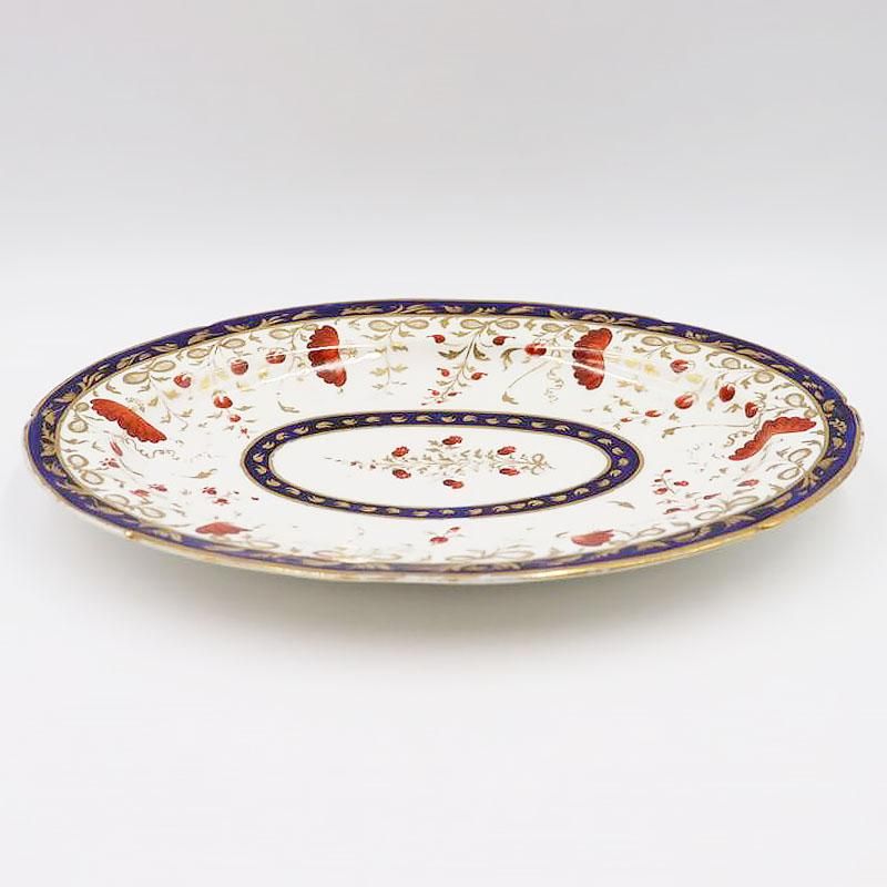 アンティーク　オーバル　プレート　イギリス　ヨーロッパ　お皿　プレート　赤白 ヨーロッパ製ペルシャ調模様楕円プレート 幅31 高さ3.5