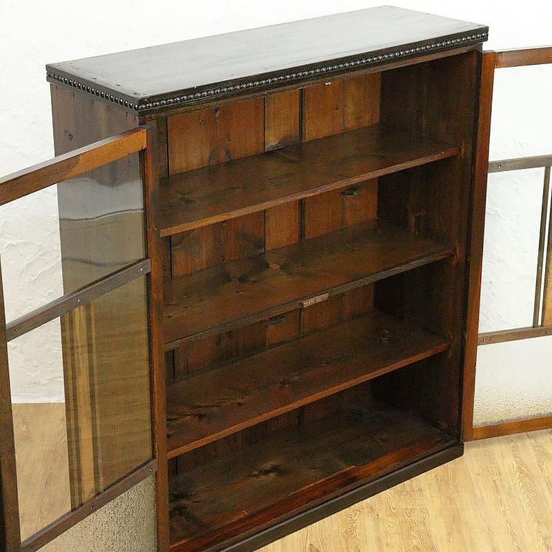 ダイヤガラス入り 日本製 書棚 本箱 キャビネット 昭和レトロ 大正 