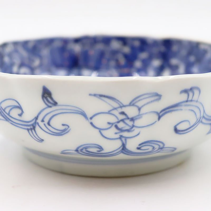 手描き染付 線描き なます皿 取り皿 向付 呉須 藍 和骨董 アンティーク 