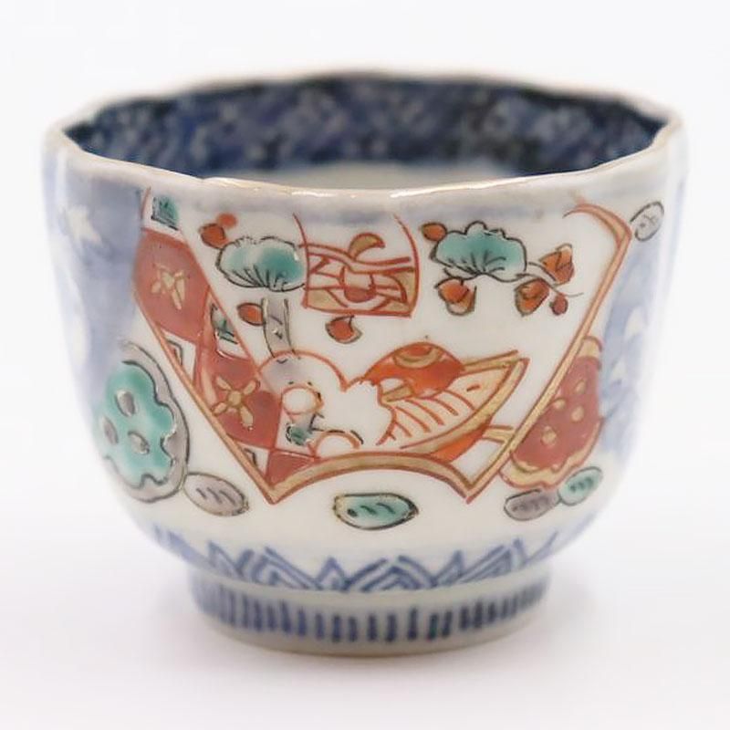 古伊万里 色絵 中皿 二客 智 （古伊万里 色絵金彩 なます皿 5客