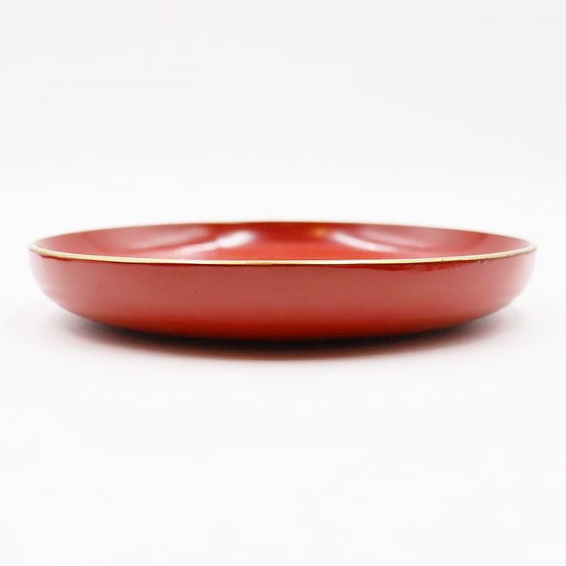 大正時代風味溢れる朱塗り陶磁器菓子皿 和骨董美術