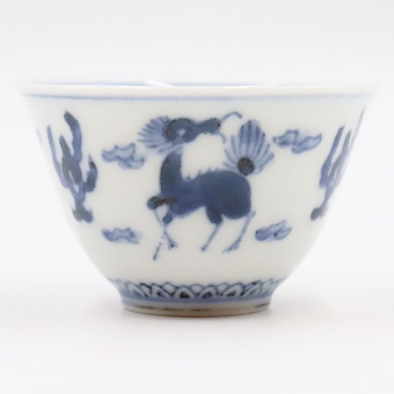 手描き 染付 煎茶器 煎茶碗 中国茶 カップ 藍色 呉須 アンティーク 