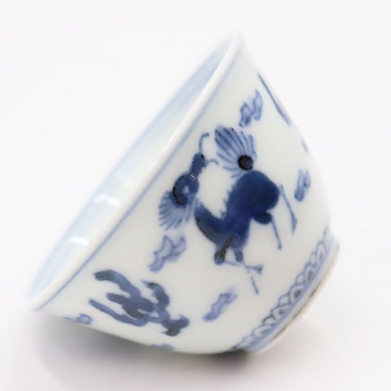 手描き 染付 煎茶器 煎茶碗 中国茶 カップ 藍色 呉須 アンティーク