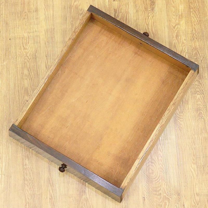 欅無垢材 真鍮鋲 ヴィンテージ 卓上本立て 2段引き出し付き」