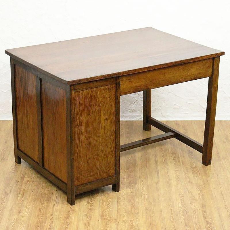 アンティーク ナラ材 片袖机 レトロ 無垢材 デスク 古家具 開き戸 アンティーク ナラ材 片袖机 レトロ 無垢材 デスク 古家具 | RENOKA