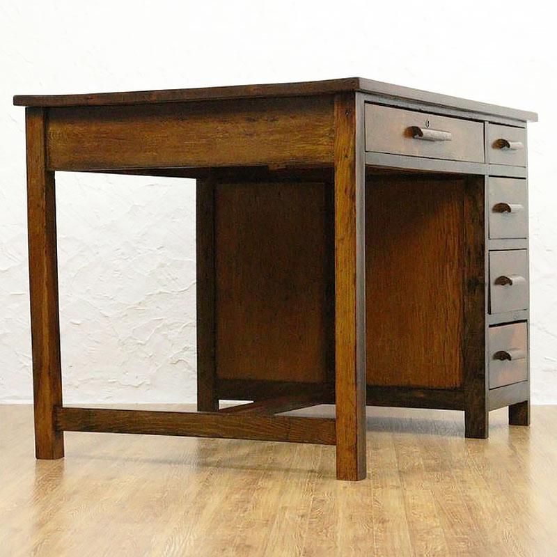 無垢楢材 片袖机 勉強机 アンティーク 【公式通販】