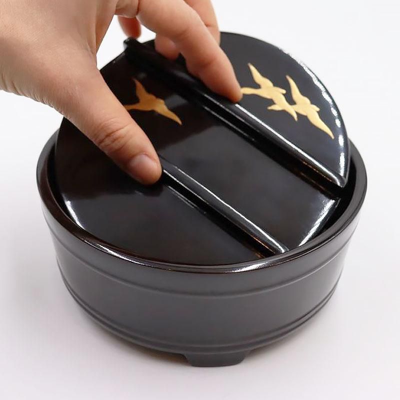 大正昭和時代の蒔絵黒塗り漆器 桶形蓋もの 和食懐石用