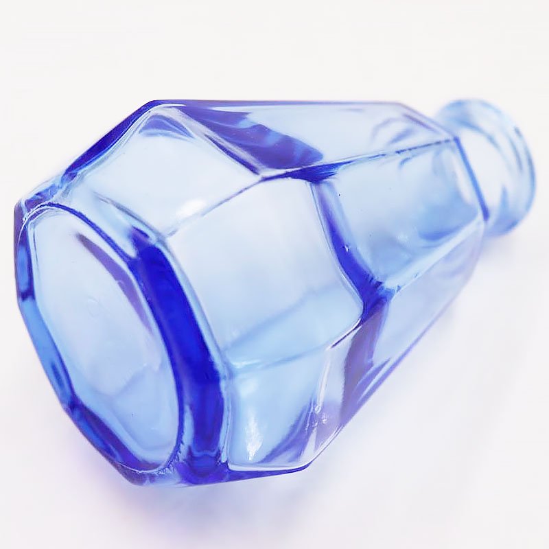 ガラスの醤油差し瓶 2本セット ブルー クリア ガラス 0019 昭和 レトロ