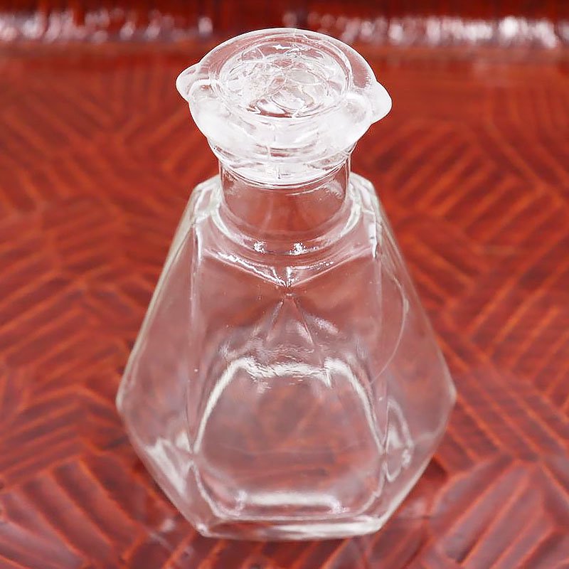 ガラス製 醤油差し 昭和レトロ 日本製 ヴィンテージ アンティーク キッチン用品 透明 六角形