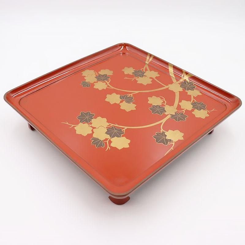 5点セット　脚付膳　お膳台　漆塗り　金　蒔絵　鳥　鷹　鶯　花　紅葉　もみじ　瓢箪 和モダン漆塗り脚付膳 金銀蒔絵で一人膳に最適 松網干デザイン