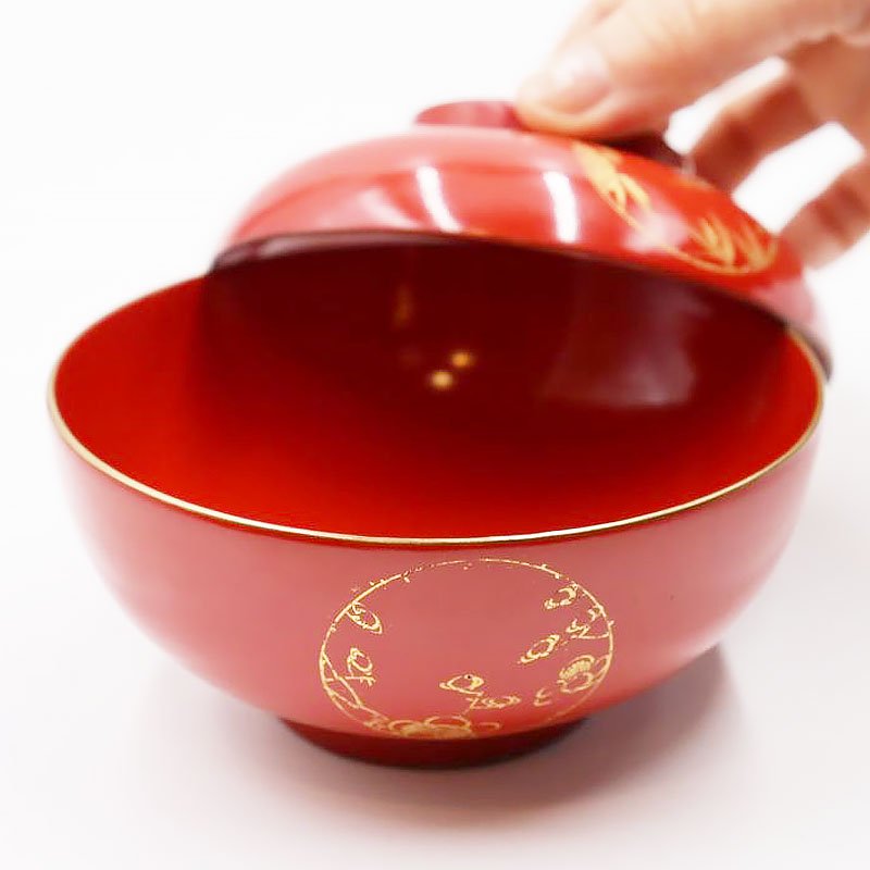 朱塗り 沈金入り 蓋椀 アンティーク 骨董 和食 漆器の器 日本の美 