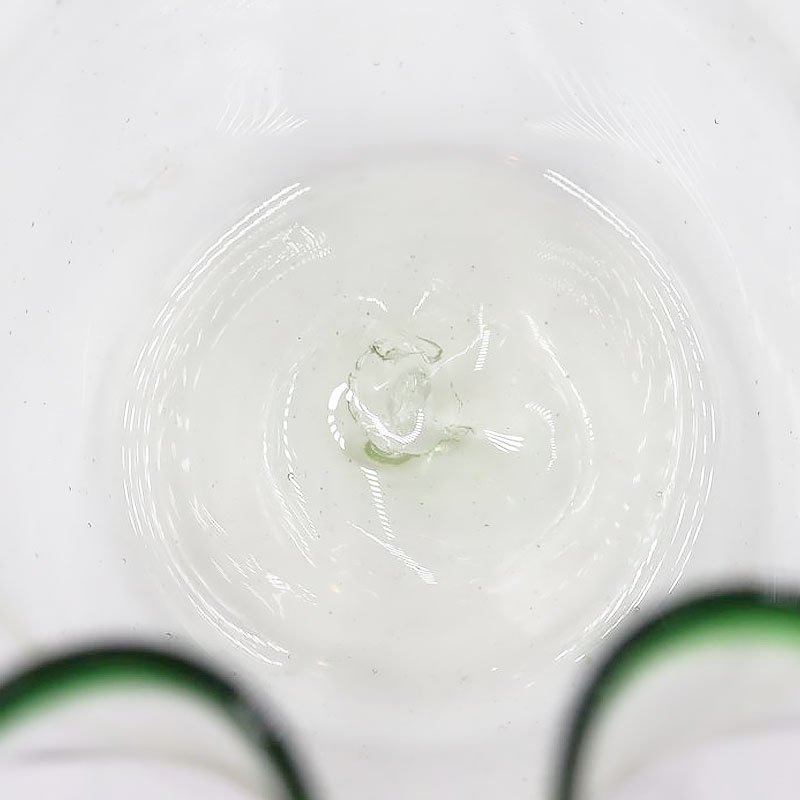 アンティーク 金魚鉢 レトロ 大正・昭和 緑縁 グリーン 小ぶり 吹き