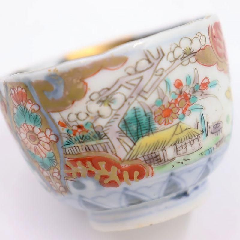 金継ぎ】手描き 色絵 伊万里 通りもん 猪口 ぐい呑み 酒器 のぞき