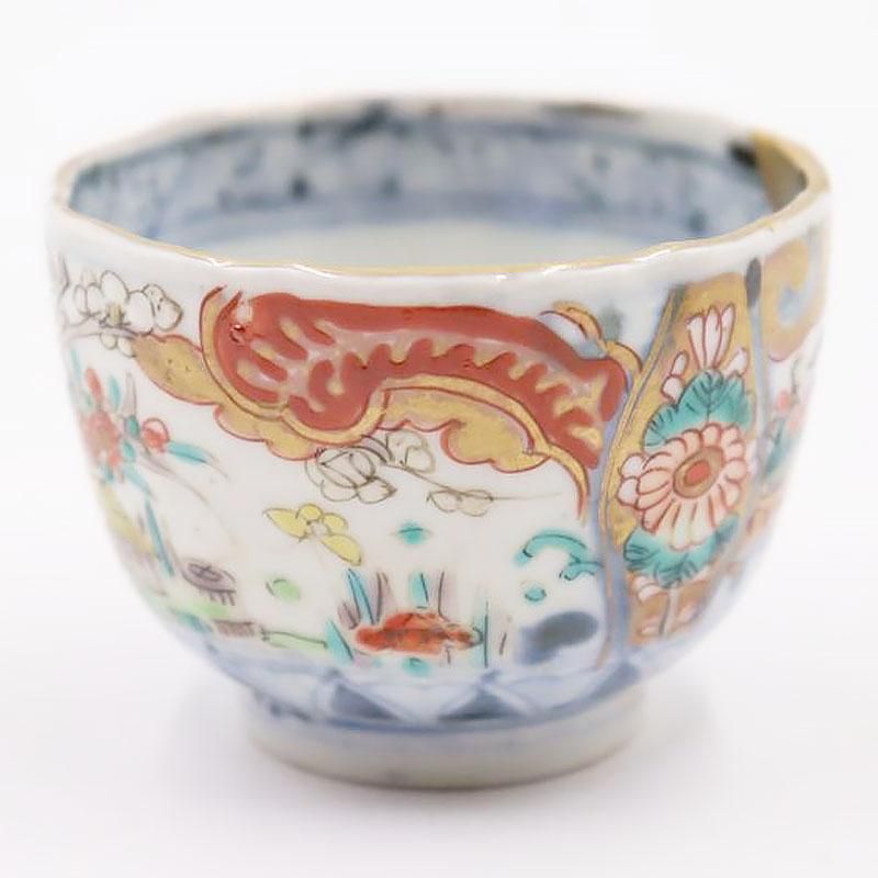 古伊万里　花唐草　染付　猪口　向付　江戸時代　酒器　アンティーク　金継ぎ　金直し 古伊万里 染付 花唐草 のぞき猪口 - 生活骨董と古布の