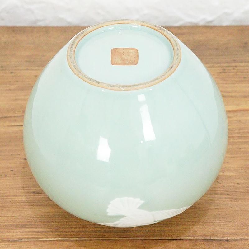 上品 青磁色 花瓶 壺 ふっくら 骨董 ヴィンテージ 日本製 （白鳩）☆ - 京都の骨董・アンティーク・ヴィンテージの家具・食器・雑貨｜antique  blue Parrot KYOTO