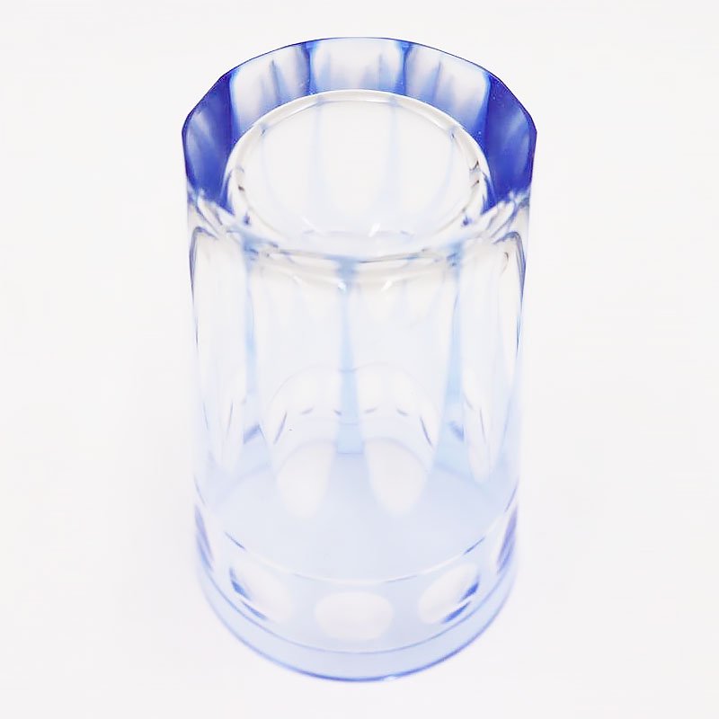 アンティーク カットガラス 切子 グラス コップ 薄水色 ブルー 大正
