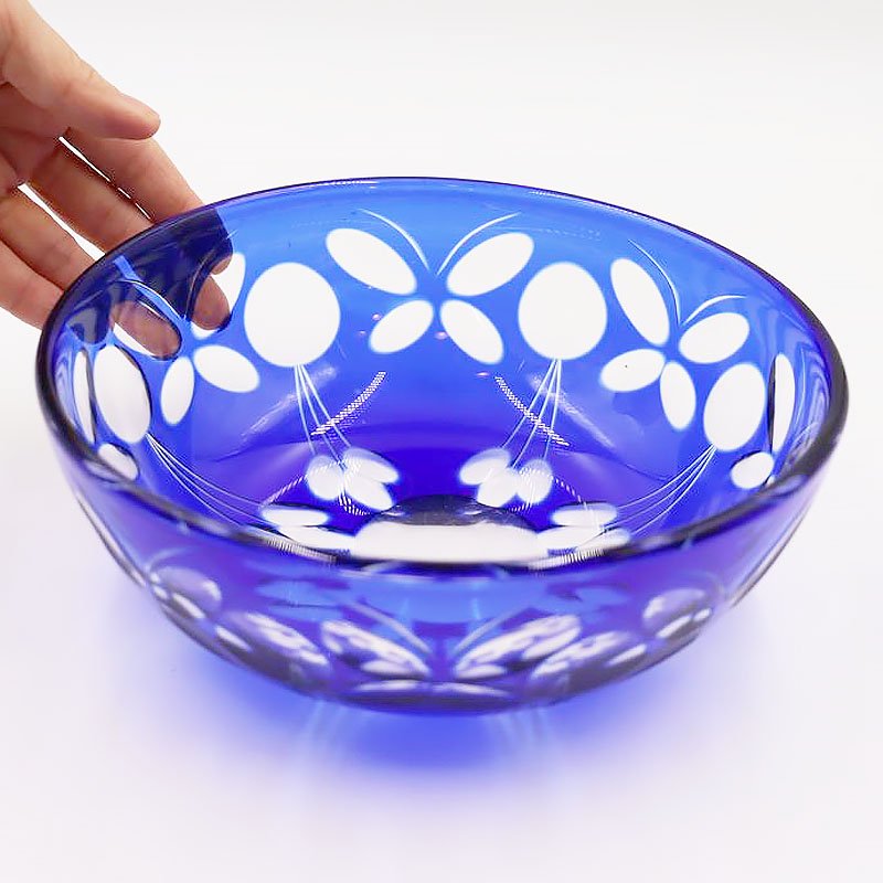 アンティーク 昭和レトロ 切子 カットガラスのお皿とボウル鉢のセット-