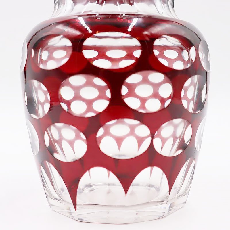 赤切子 ガラス 花器 花瓶 フラワーベース 水玉 モダン 昭和レトロ 大正