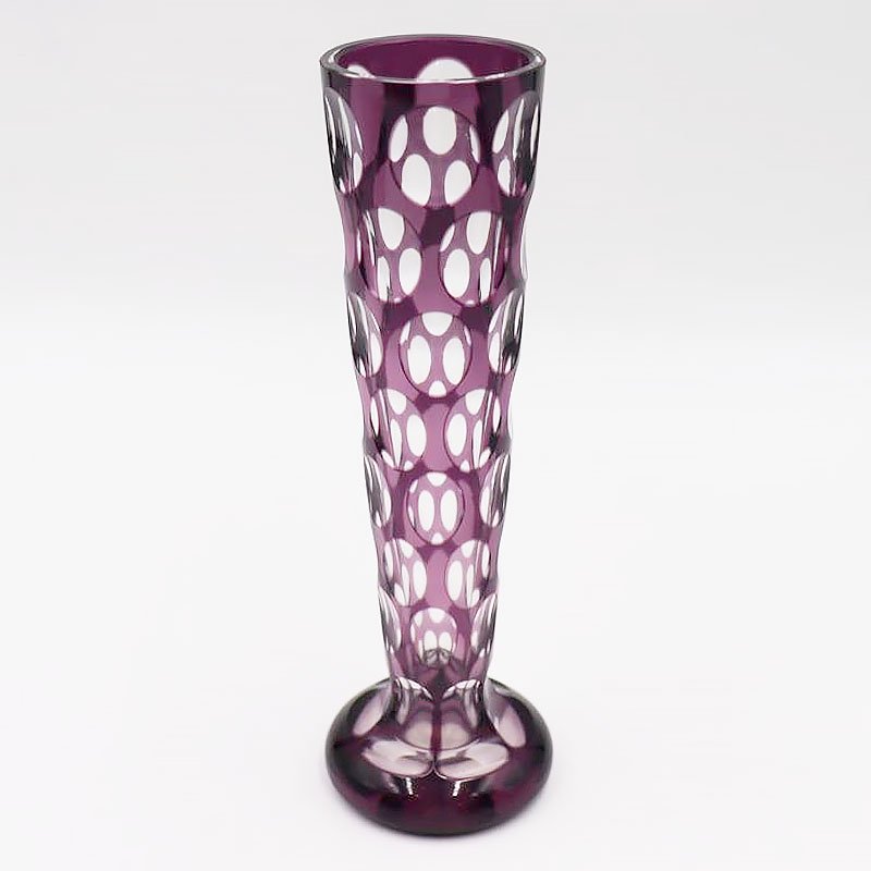 アンティークガラス花瓶 大正から昭和初期 2人の女性のレトロデザイン 