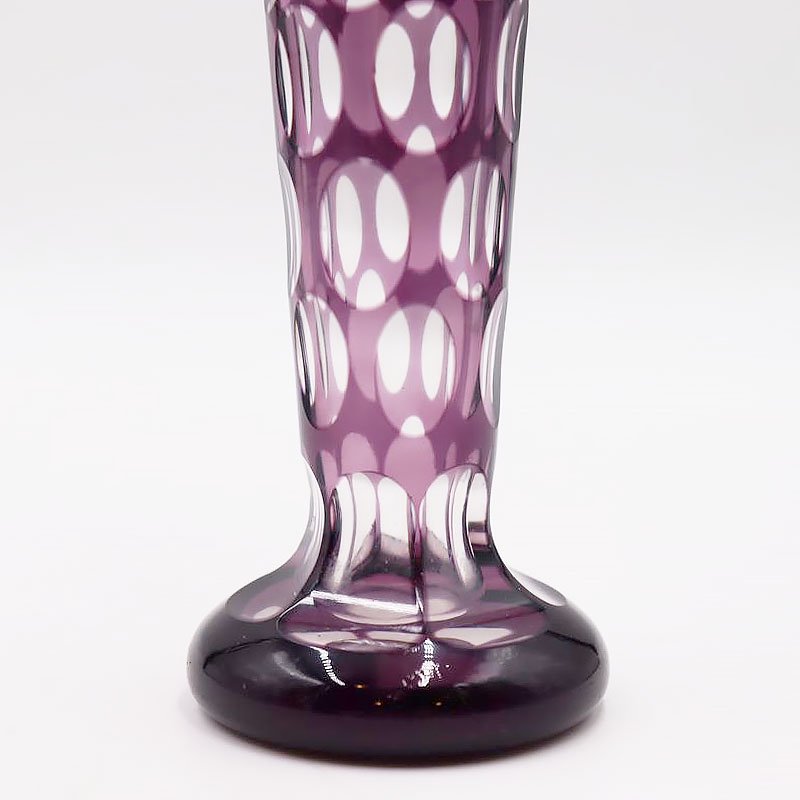 昭和レトロモダン ガラスの花瓶 フラワーベース 24cm カットガラス 花 