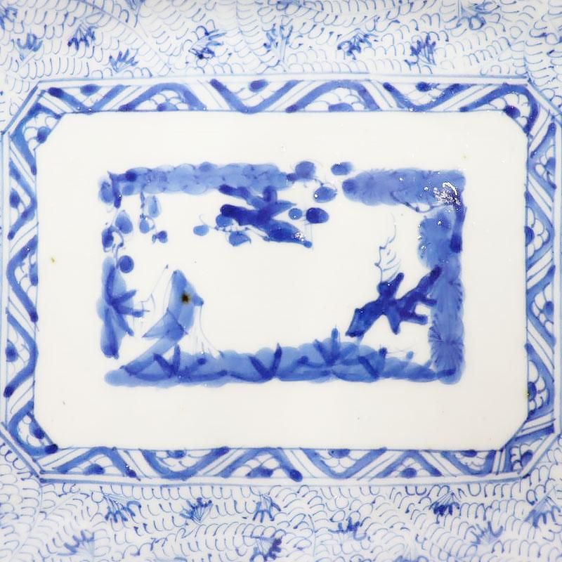 角皿 角長皿 印判 染付 微塵唐草 明治 大正 ベロ藍 松竹梅 窯傷 fit=scale-down,w=1200