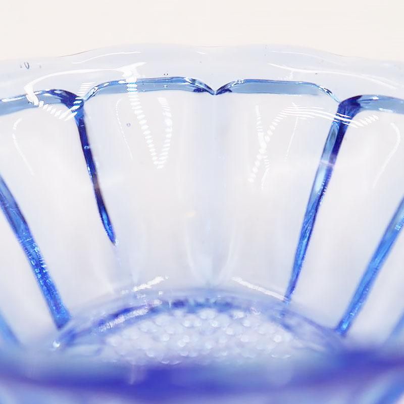 昭和初期　プレスガラス　氷コップ　6個　ブルー 昭和初期 プレスガラス 氷コップ 6個 ブルー