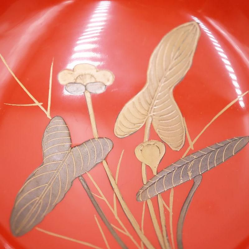 CL66 時代 花唐草金蒔絵 朱塗御膳セット 木製漆器 各種椀 引盃 高月 膳 朱塗り 煮物椀 菓子椀 高蒔絵 草花模様 漆器 和骨董 日本の美