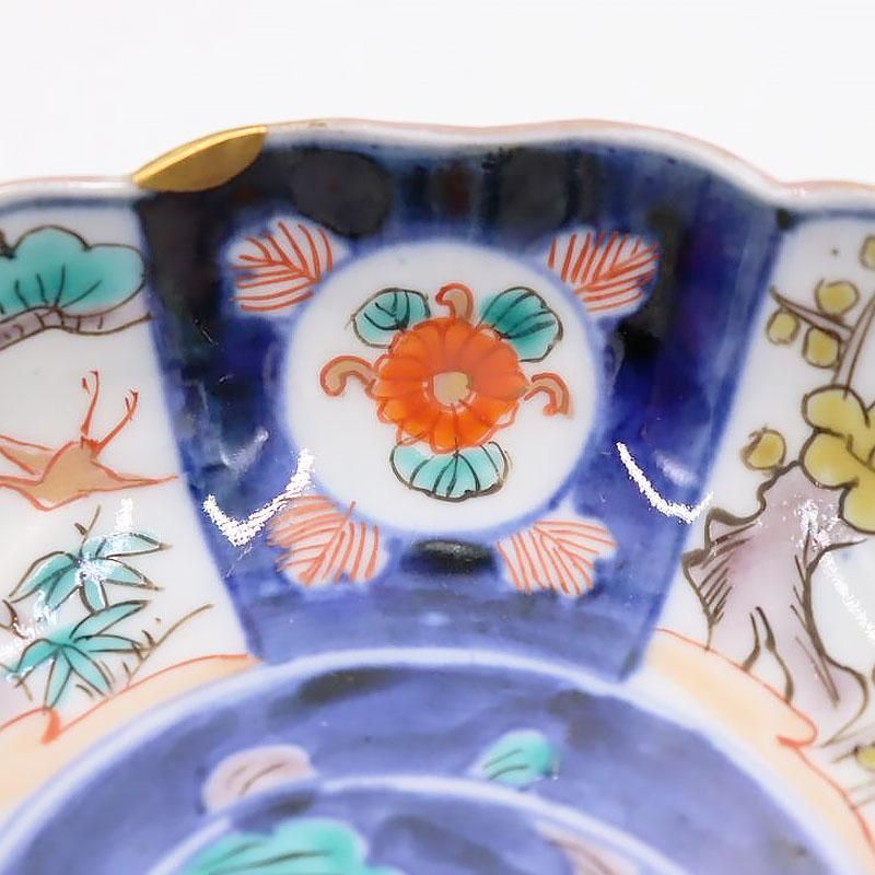 金継ぎ】手描き 色絵 伊万里 なます皿 向付 取り皿 アンティーク