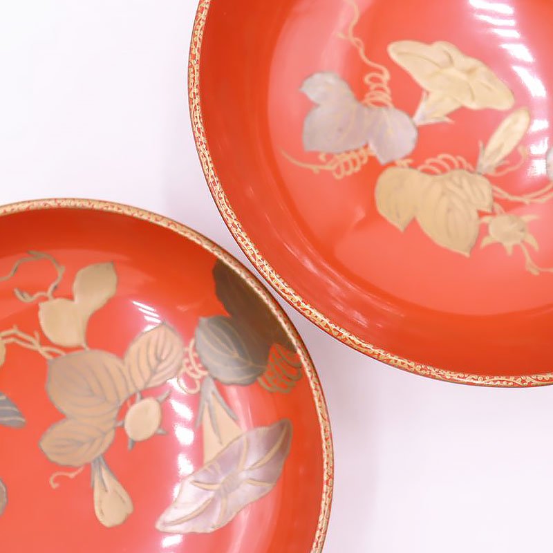 朱塗り 煮物椀 菓子椀 高蒔絵 草花模様 漆器 和骨董 日本の美 和食器