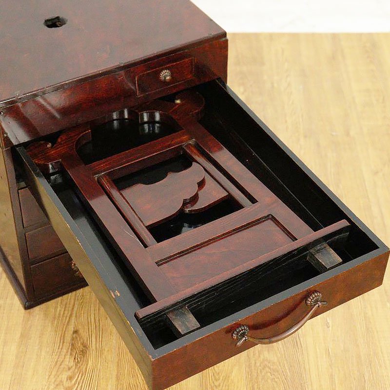 昭和レトロ 木製 鏡台 化粧箱 化粧台 木箱 - 家具