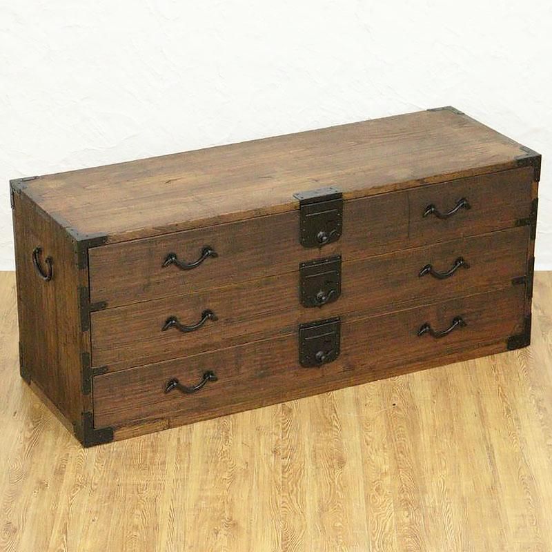 希少 三段刀箪笥 時代箪笥 時代金具 テレビボード ローボード