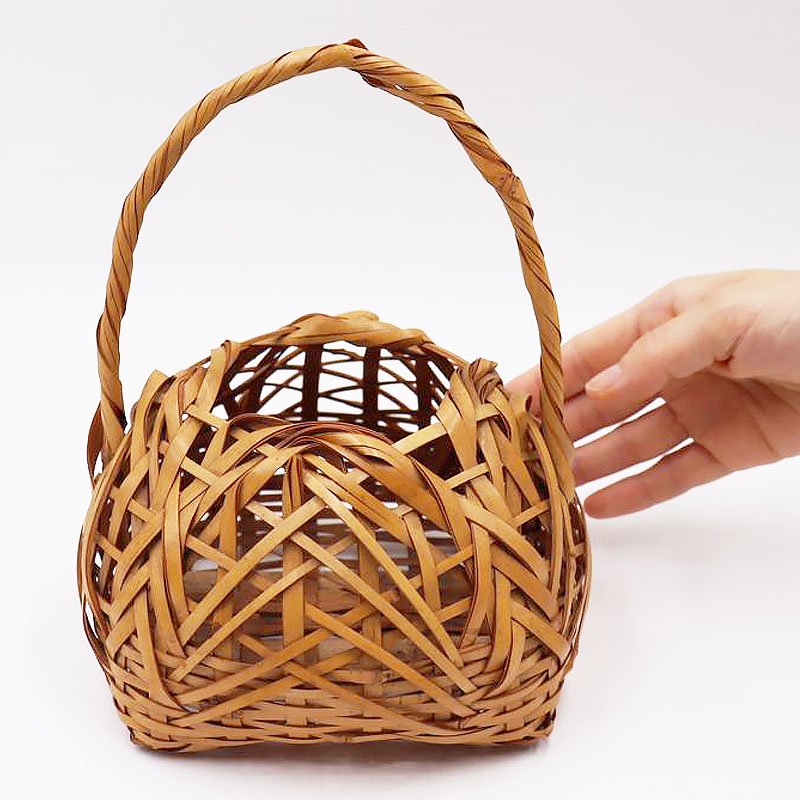 手つき竹籠 編み籠 花器 花籠 アンティーク オブジェ インテリア 