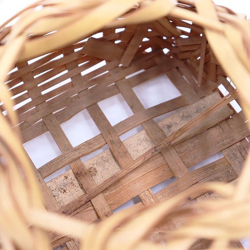 手つき竹籠 編み籠 花器 花籠 アンティーク オブジェ インテリア