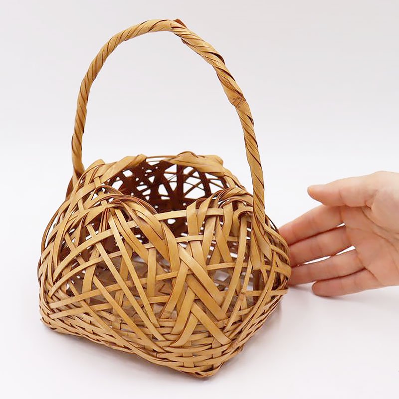 手つき竹籠 編み籠 花器 花籠 アンティーク オブジェ インテリア 