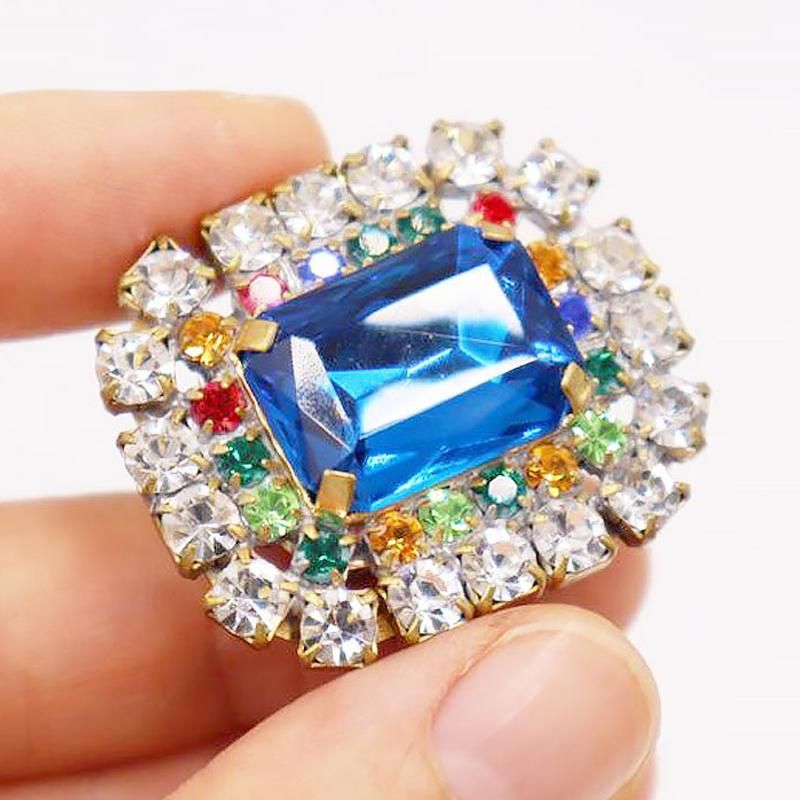 帯留め アンティーク ヴィンテージ チェコガラスボタン ビーズ