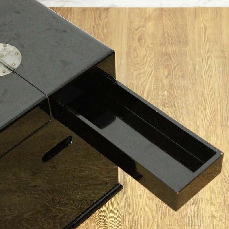 黒塗り 小引出し 硯箱 硯箪笥 書道具 小物入れ 文房具入れ 和の