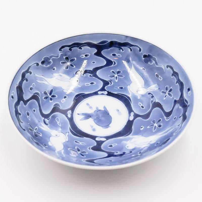 伊万里染付深皿｜直径16.5 高さ4.5｜上品動物柄アンティーク