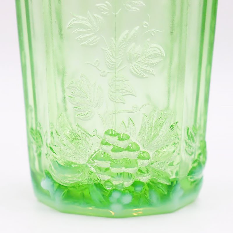 緑ガラス グリーン コップ グラス 型押し プレスガラス 大正・昭和 和 