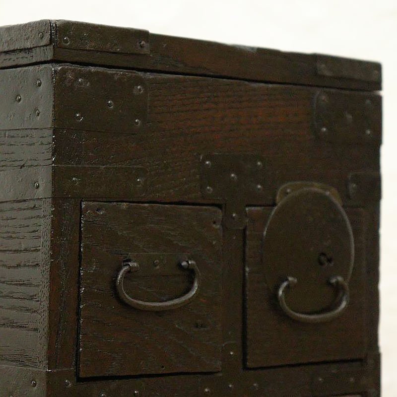 硯箱 掛け硯 小引出し 小物入れ 時代金具 日本製 明治時代 日本の道具