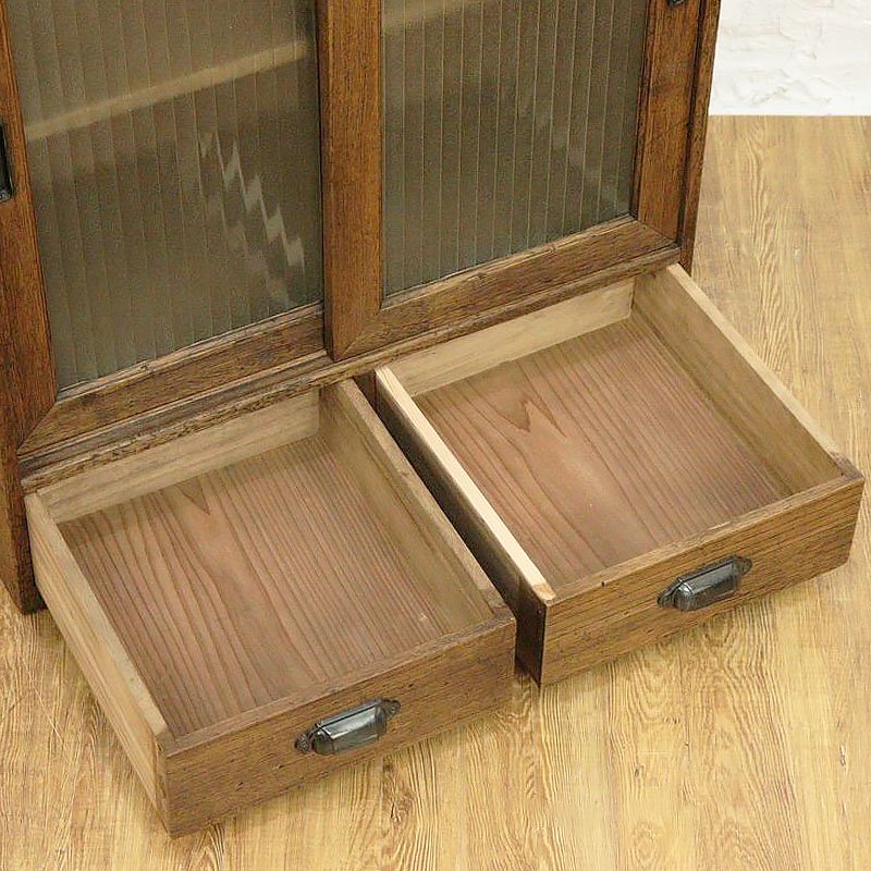 モールガラス 引戸小本箱 小ぶり 日本製 昭和レトロ 収納棚 