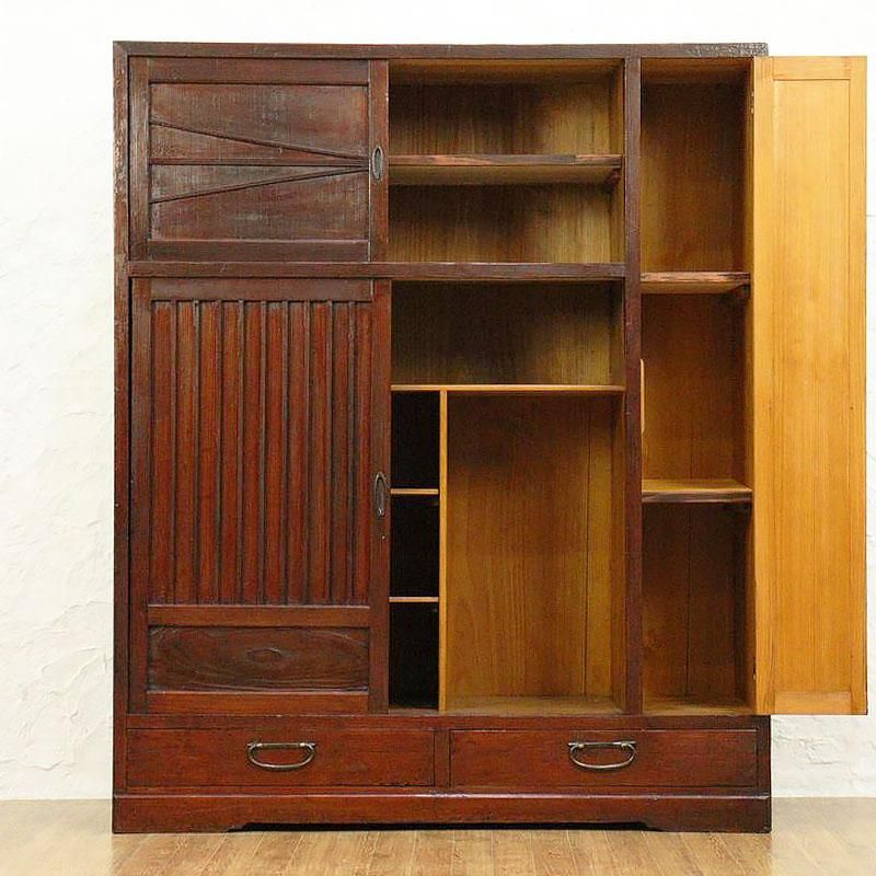 天然杉材 和風キャビネット 靴箱 下駄箱 和箪笥 大正 アンティーク 和