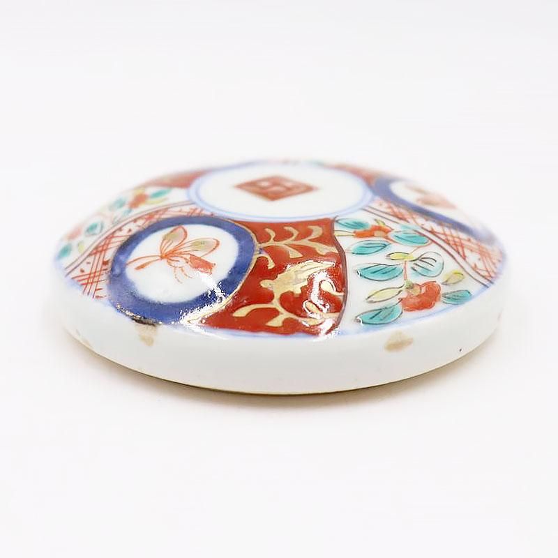 手描き陶磁器製ミニ三段重｜直径8cm 高さ12.5cm｜明治時代アンティーク