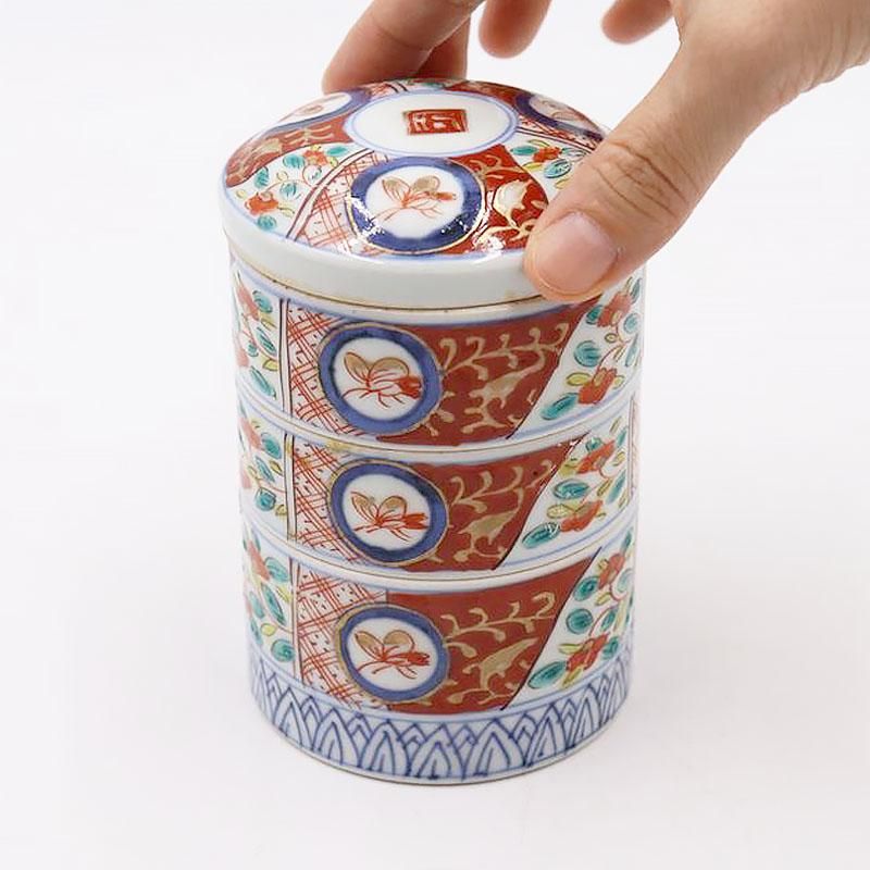 希少　Elios手描きフルーツボール　陶磁器　美品 手描き陶磁器製ミニ三段重｜直径8cm 高さ12.5cm｜明治時代