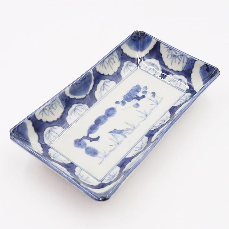 お気に入り 手描き 染付 長皿 伊万里 明治・大正 アンティーク食器 スクエア 工芸品