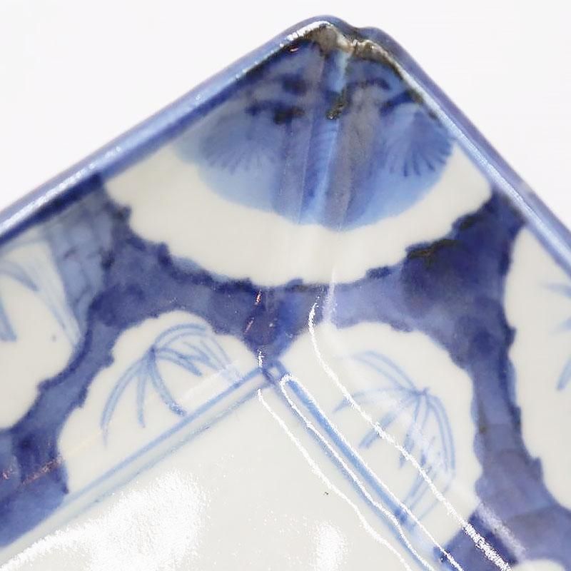 手描き染付伊万里長皿｜幅19.5奥行10.5高さ4｜アンティーク和食器