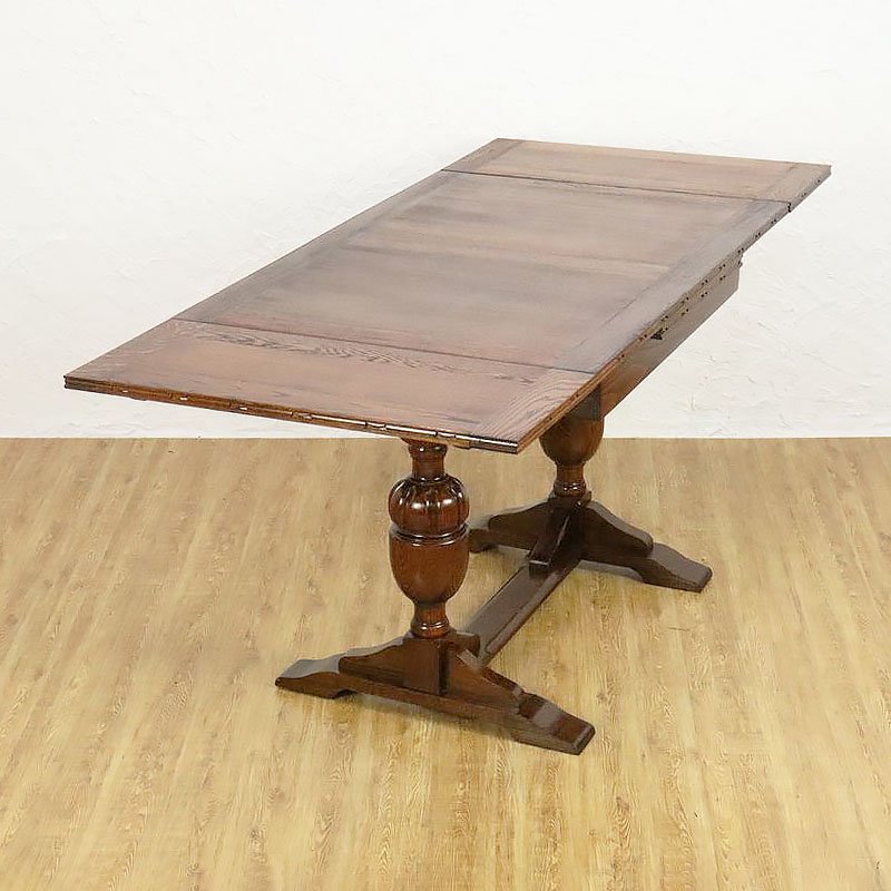 ドローリーフテーブル ダイニング 食卓 伸長式 イギリス製 彫刻入り