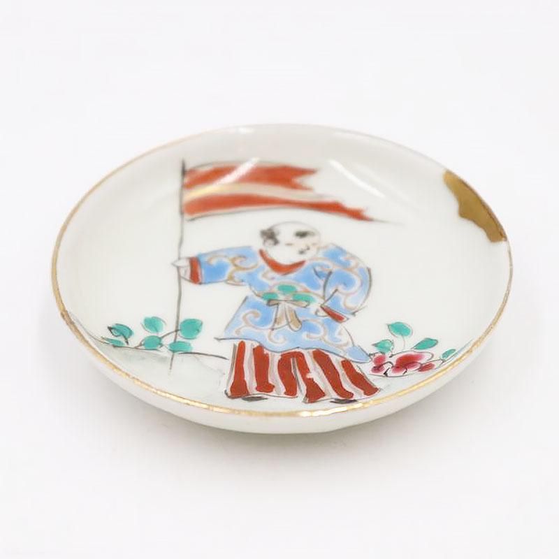 金継ぎ】手描き 色絵 豆皿 天塩皿 醤油皿 ミニ アンティーク 和